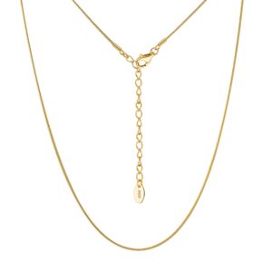 925 Sterling Silver Gold Snake Chain Necklace with Adjustable Length and Sterling Clasp