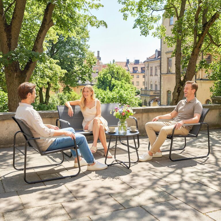 Gartenmöbel Set Sitzgruppe Für 4 Personen Atmungsaktiv Gartenlounge Mit 2er Sofa 2 Sessel Seilflecht Rund Tisch Fußpads