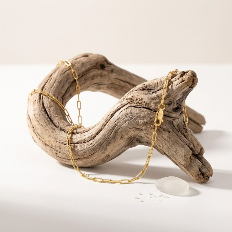 925 Sterling Silver Elegant 18K Gold-Plated Sterling Paperclip Chain Necklace - Handcrafted in Italy