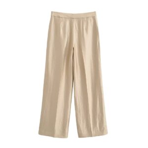 Casual Minimalist Versatile Khaki Straight-leg Wide-leg Pants