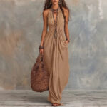 Women's Halter-neck V-neck Slim-fit Dress
