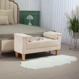 Polsterbank, Vintage-Design, 2 Kissen, Chenillebezug, 115 X 44 X 58 Cm, Beige