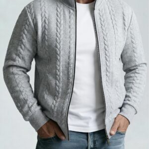 Mens Jacquard Fashionable Stand-Neck Jacket