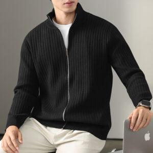 Mens FallWinter Anti-Pilling Zip-Up Cardigan