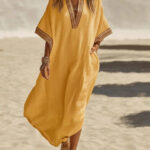 Loose-fitting V-neck Casual Dress For Beach Vacations