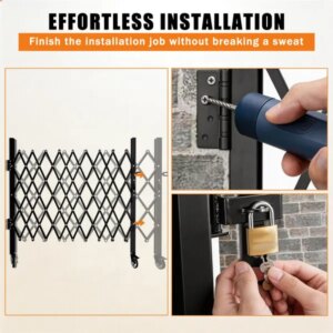Foldable Security Gate, Expandable Safety Barrier With 360' Swivel Casters Lockable Design, Portable Mobile Rolling Barricade For Garage, Warehouse, Driveway And Pool Areas - 87' H X 85' W