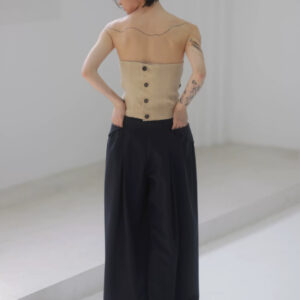 Retro Geometric Streamlined Raw-edged Color-block Wool Bandeau