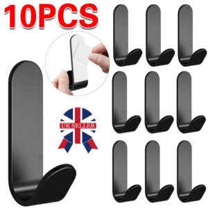 10PCS Self Adhesive Hooks Stick On Wall Door Hooks Stainless Steel Coats Hook