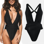 Womens Tight-fitting, Cross-back One-piece Swimsuit