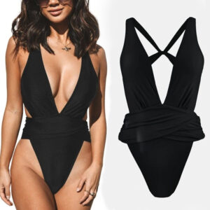 Womens Tight-fitting, Cross-back One-piece Swimsuit