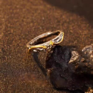 1pc Men's 999 Sterling Silver Two-Tone Meteor Star Open Ring, Minimalist & Cool Style, Perfect For Daily, Dating & Gifting, Ideal Valentine's Gift