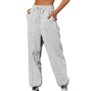 Womens Solid-Color Loose-Fit Casual Sports Sweatpants
