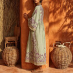 Womens Printed Cotton-Linen Long Dress