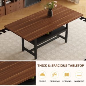 Table And Chair Set.71x35.4 Inch Fashionable Walnut Grain Dining Table, A Practical Choice To Add Color To The Home.Paired With 8 Light Gray Linen-Cotton Material High Resilience Dining Chairs.