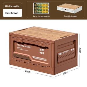 Outdoor Camping Storage Box With Side-opening Door And Wooden Lid