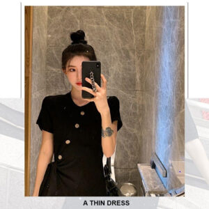 Womens French-style Strap Solid-Color Dress
