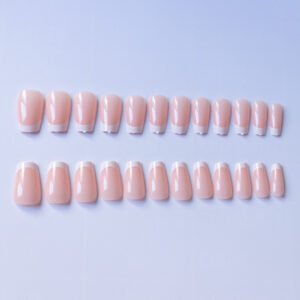 Short T-shaped White-edge French Manicure