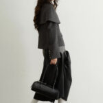 Pleated Faux Sheepskin PU Wide-leg Capri Pants