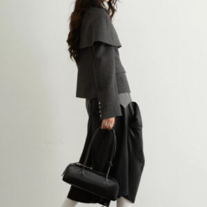 Pleated Faux Sheepskin PU Wide-leg Capri Pants
