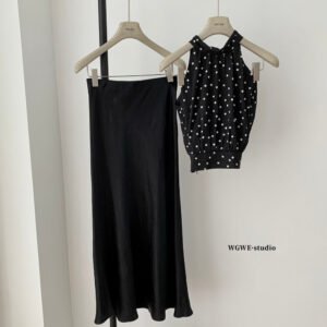 Polka-dot Halter Off-shoulder Sleeveless Camisole