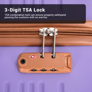 6 Piece Luggage Set, ABS Hard Shell Travel Suitcase With TSA Lock,LIGHT PURPLE