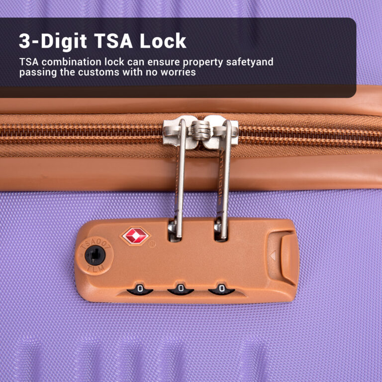 6 Piece Luggage Set, ABS Hard Shell Travel Suitcase With TSA Lock,LIGHT PURPLE
