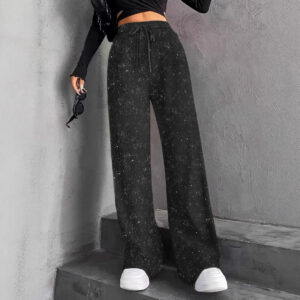 Shimmering Studded Drawstring Pants With Elaborate Rhinestone Detailing
