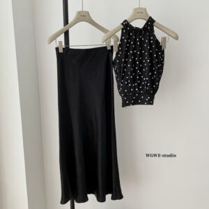 Polka-dot Halter Off-shoulder Sleeveless Camisole