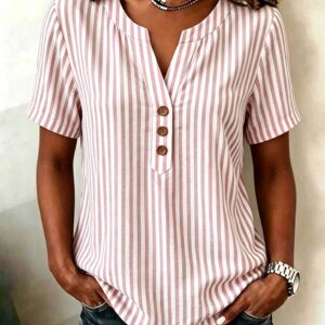 Simple And Chic Striped Short-sleeve Fashion Shirt