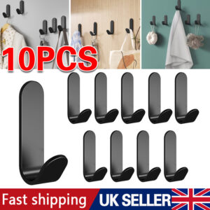10PCS Self Adhesive Hooks Stick On Wall Door Hooks Stainless Steel Coats Hook