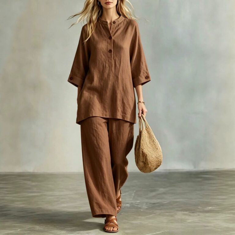Womens Summer Casual Solid-color Resort-style Buttoned Chic And Elegant Pantsuit
