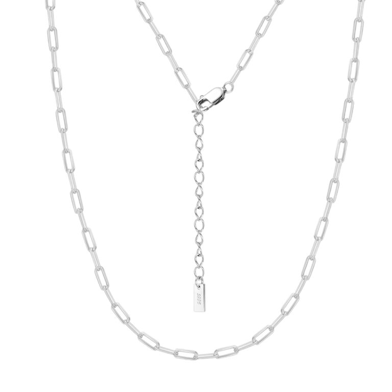 925 Sterling Silver Elegant Sterling Paperclip Chain Necklace with Secure Clasp and Authenticity Tag