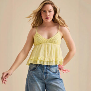 Lace-panelled V-neck Fashionable Loose-fitting Top