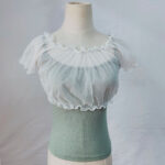 Women's Sheer Sweet Puff-sleeve Off-shoulder Base Top