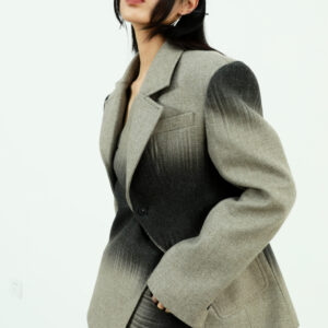 Dark Beam Gradient Print Wool Cotton-Padded Suit