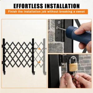 Foldable Security Gate, Expandable Safety Barrier With 360' Swivel Casters Lockable Design, Portable Mobile Rolling Barricade For Garage, Warehouse, Driveway And Pool Areas - 51.57' H X 74' W