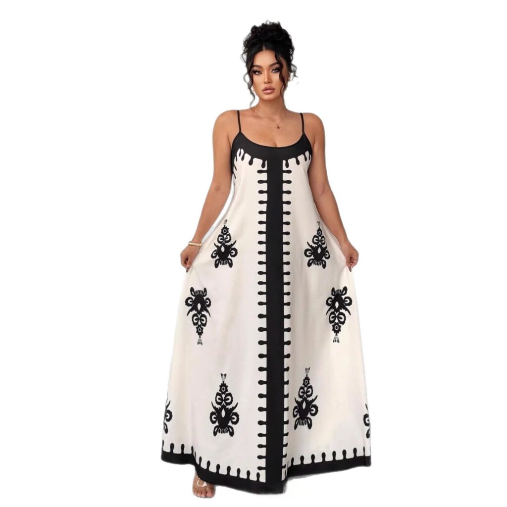 Women's Retro Tribal Print Slip Dress