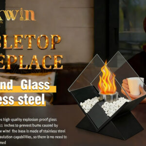 Diamond Glass Large Tabletop Fireplace 10 HPortable Fire Bowl Pot Clean Burning Fireplace For Indoor Outdoor Patio Parties Events