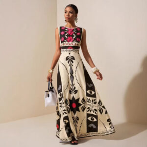 Bohemian-style Tropical Rainforest Print Dress