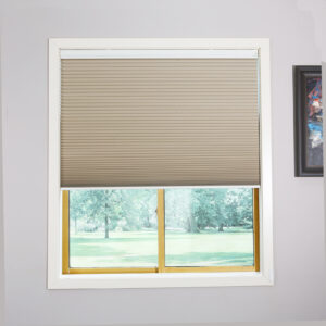 Raised Flag Day-Night Shade With Remote Control And Solar Panel-Full Blackout Motorized Shades For Home And Office-Cordless Organ Shade-Cordless Cellular Shade-Khaki