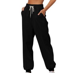 Womens Solid-Color Loose-Fit Casual Sports Sweatpants