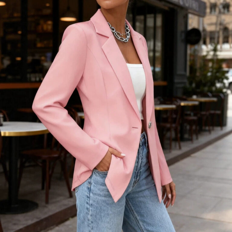 Casual Fashion New Arrival Lapel Collar Long Waist-Cinched Long-Sleeve Blazer