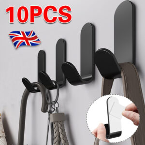 10PCS Self Adhesive Hooks Stick On Wall Door Hooks Stainless Steel Coats Hook