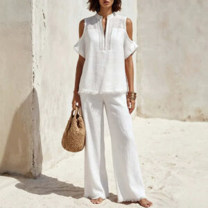 Womens Fashion Short-Sleeve Off-Shoulder Pantsuit