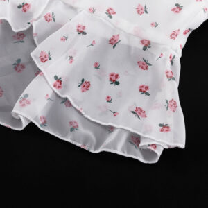 White Floral Print Peplum Crop Top & Mermaid Maxi Skirt Two-Piece Set