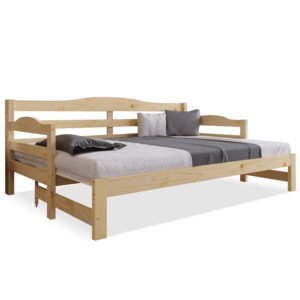 3FT Daybed Cabin Bed Single Guest Bed Sofa Bed, Pull Out Trundle For Living Room And Bedroom, 90 X 190 Cm, Natural