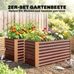 Hochbeet 2er-Set, Pflanzkasten, Extra Tief, Metall, 120 X 60 X 60 Cm Braun