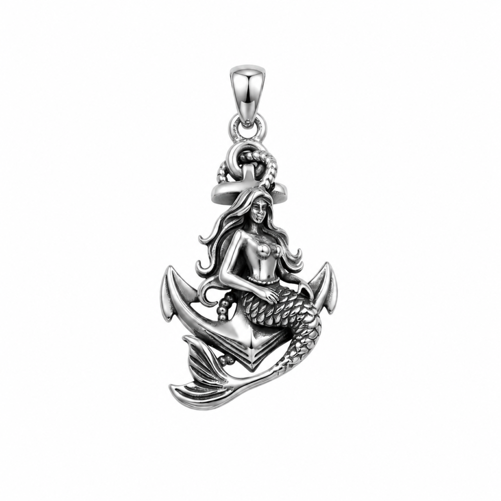Mermaid Pendant 925 Sterling Silver Anchor Pendant For Men