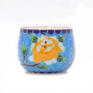 925 Sterling Silver Hand-Painted Ceramic Cup with Vibrant Floral Motif and Traditional Craftsmanship – Handicraft