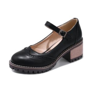 British-style Retro Artistic Chic Chunky-heeled Low-cut Womens Shoes